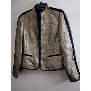 Anne Klein Gold Shimmer Zipper Blazer Jacket Size 12